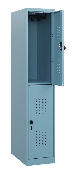 C+P Doppelstöckiger Spind Evolo PLUS, 2 Fächer, 1530x300x500mm, 0010/0010, Drehriegel, 0493005-10 S10025
