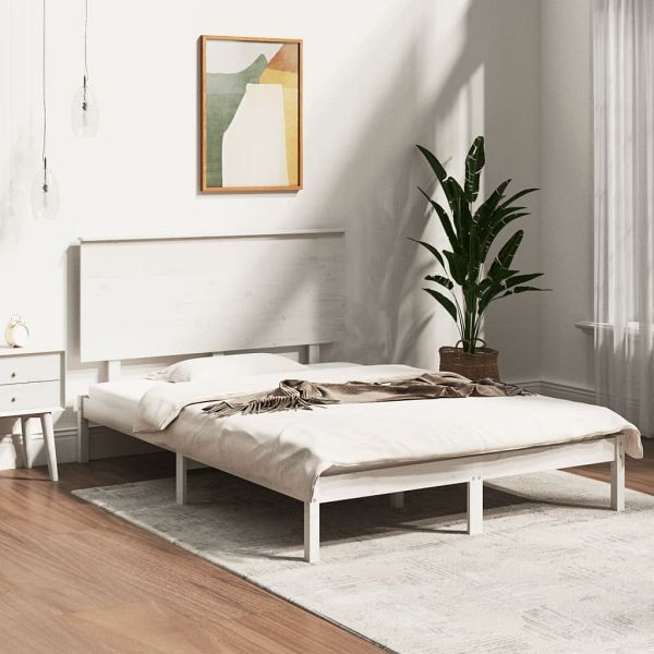 vidaXL Massivholzbett Weiß Kiefer 120x200 cm, 3104799, 8720287035497