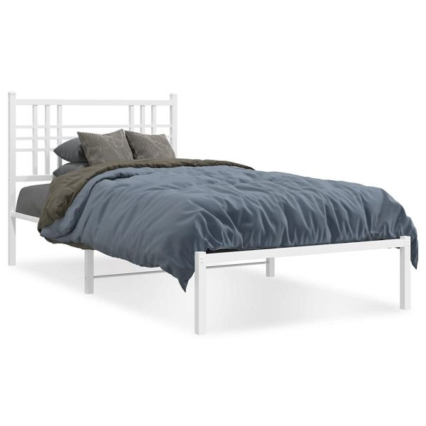 vidaXL Bettgestell mit Kopfteil Metall Weiß 107x203 cm, 376369