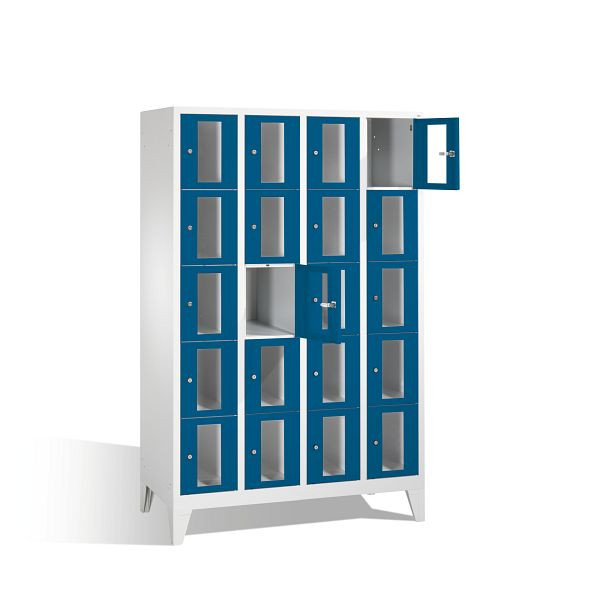 C+P Schließfachschrank Classic, H1850xB1190xT500mm, Farbe: Lichtgrau / Enzianblau, 8010A405 S10002