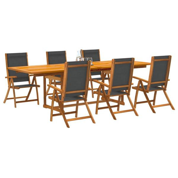 vidaXL 7-tlg. Garten-Essgruppe Massivholz Akazie und Textilene, 3279264