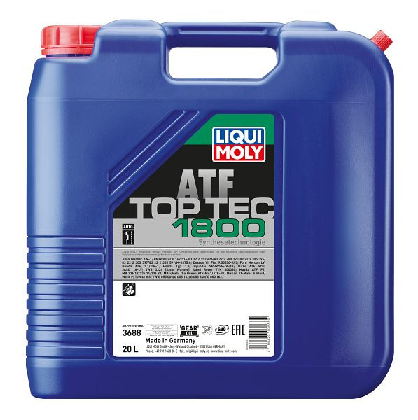 LIQUI MOLY Getriebeöl Top Tec ATF 1800, Kanister Kunststoff, VE: 20 Liter, 3688