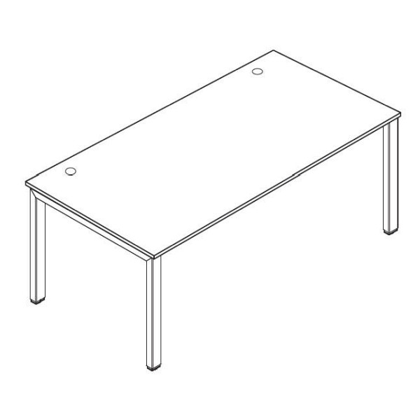 Deskin Schreibtisch 4-Fuß Comfort MULTI M, Dekor weiß, B 800 x T 800 x H 620 - 820 mm, 258550