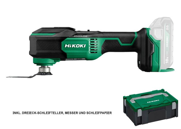 HiKOKI 18 V Multi Tool (Brushless), ohne Akku, ohne Ladegerät, CV18DA (Basic) (HSC II) inkl. Zubehör, CV18DAW2Z