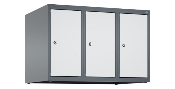 C+P Schrankaufsatz Classic PLUS, Aufsatzschrank, 7035/7016, Zylinderschlösser, 500x750x500mm, 3 Abteile, 080090-39 S10028