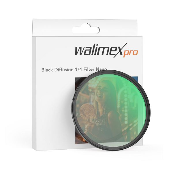 Walimex pro Black Diffusion 1/4 Filter Nano 49 mm, Diffusionsfilter mit 18-facher Nano-Beschichtung, Nebelfilter mit 3,3 mm Slimfassung, 1023580