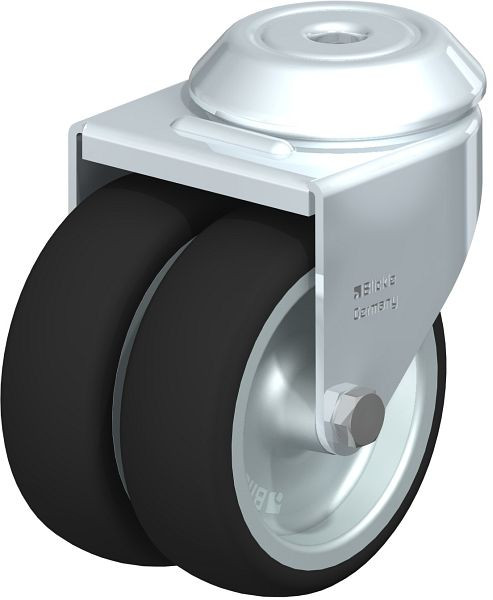 Blickle LMDA-PATH 75G Apparate-Doppel-Lenkrolle mit Rückenloch, Thermoplastisches Polyurethan, Grau, 757081