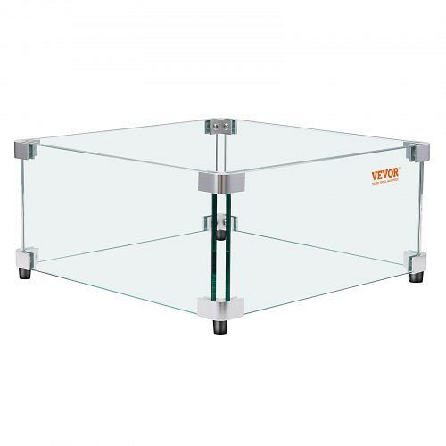 VEVOR Gas-Feuerstellen-Windschutz für quadratischen Feuertisch 543x543x191mm gehärtet 8mm dick mit harter Eckhalterung und Füßen, HKFFZGHBLZFXI4JMNV0