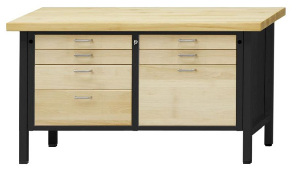 ANKE Werkbänke Kastenwerkbank; 1500x700x890mm; Buche-Massiv-Platte 40mm; Links 4 Schubladen 90, 90, 150, 210mm; Rechts 3 Schubladen 90, 90, 360 mm, 312.057