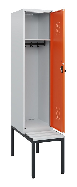 C+P Spind Evolo PLUS, 1 Abteil, 1950x400x815mm, 7035/2004, Drehriegel, Sitzfläche Kunststoff, Sitzbank, 0490505-12 S10056