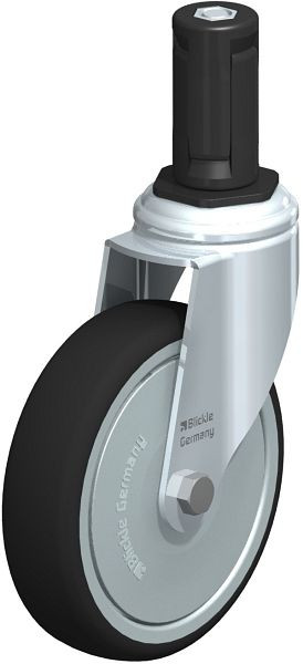 Blickle LKRA-PATH 126K-11-FK-ER14 Apparate-Lenkrolle mit Expander, Thermoplastisches Polyurethan, Grau, 848911