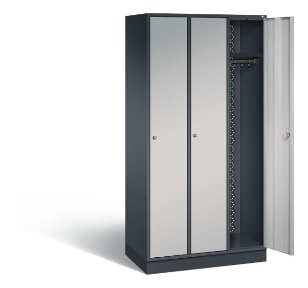 C+P Garderobenschrank Intro, H1950xB920xT490mm, Farbe: Schwarzgrau / Weißaluminium, 8170-301 S10027