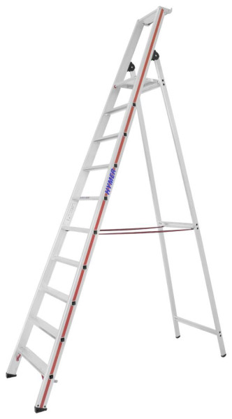 HYMER Stufenstehleiter mit Plattform, einseitig begehbar, 10 Stufen, Länge 3,20 m, Standhöhe: 2,32 m, 802610