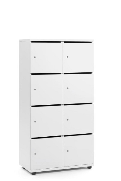 Deskin Schließfachschrank OFFICE-LINE mit 8 Fächern, Korpus und Türen Dekor Weiß, H 1530 x B 800 x T 420 mm, Zylinderschlösser, 289977