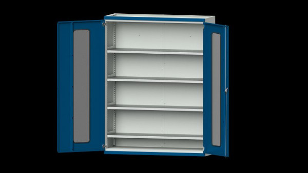 ANKE Werkbänke Schwerlastschrank, Modell 301, 1485 x 500 x 1950 mm, Sichtausschnitt aus Plexiglas, RAL 7035/5010, 620.271