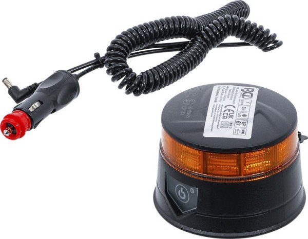 BGS Akku-Rundumkennleuchte, gelb, mit Magnet, 12 V / 24 V, Ø 130 mm, 70343