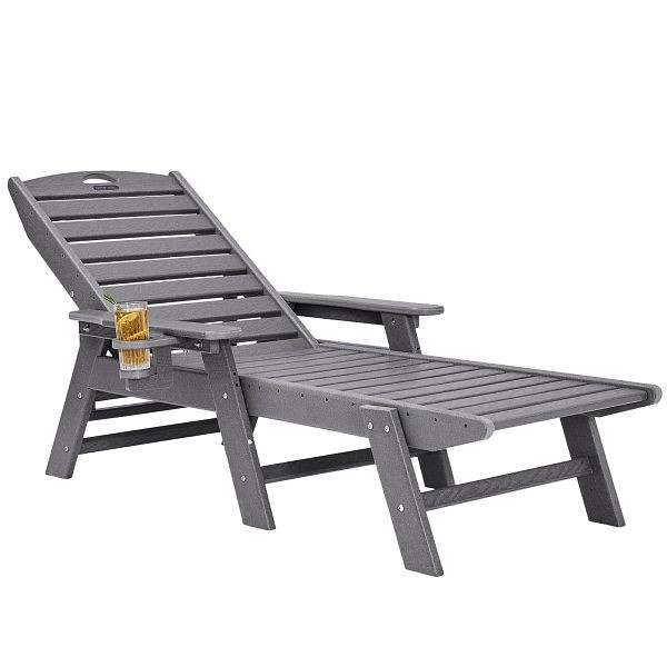 VEVOR Sonnenliege Liegestuhl Relaxliege Strandliege Liege HDPE bis 204kg Grau, SLTYGDTYHSTYYQCPIV0