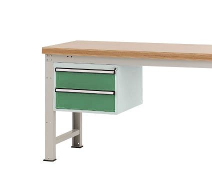 Manuflex Gehäuse-Unterbau PROFI, Nutzhöhe 300 mm mit 2 Schubfächern, für Werkbanktiefe 700 mm, Resedagrün, ZB4531.6011
