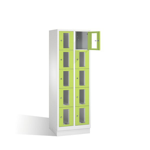 C+P Schließfachschrank Classic, H1800xB610xT500mm, Farbe: Lichtgrau / Viridingrün, 8020A205 S10007