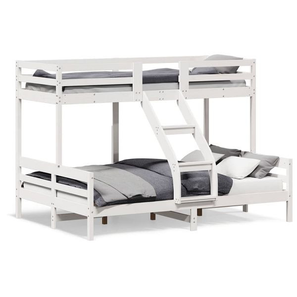vidaXL Etagenbett 90x200/140x200 cm Weiß Massivholz Kiefer, 3207174