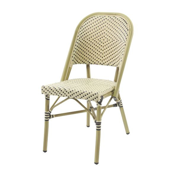 Feros Paris Bistrostuhl Rattan, Bambus-Weiß/Schwarz, 52321