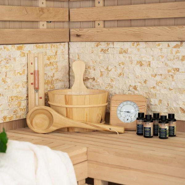 HOME DELUXE Saunazubehör Q PREMO, 10 teilig, Natürliche Balance, 74019