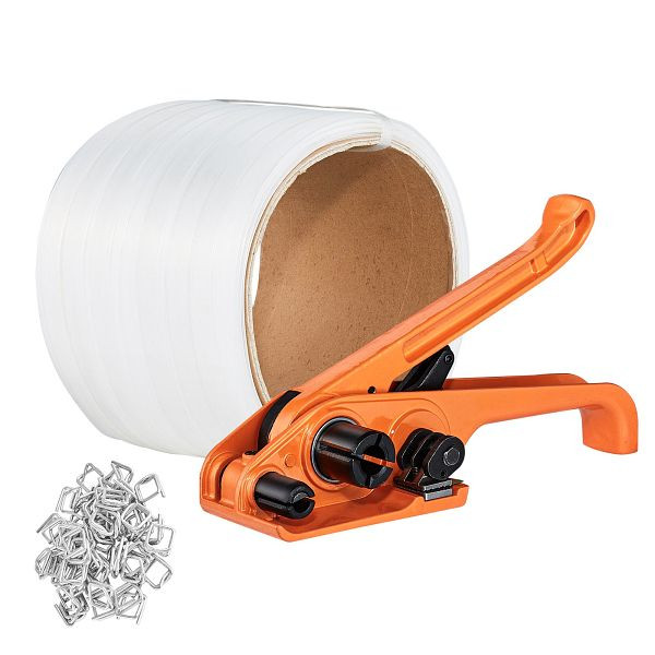 VEVOR Banding Umreifungsset mit Umreifungsspanner, 100 m Länge, gewebt, 100 Metalldichtungen, für Palettenverpackungen, zum Verpacken, BZDKZTJ100M1ZJ8RUV0
