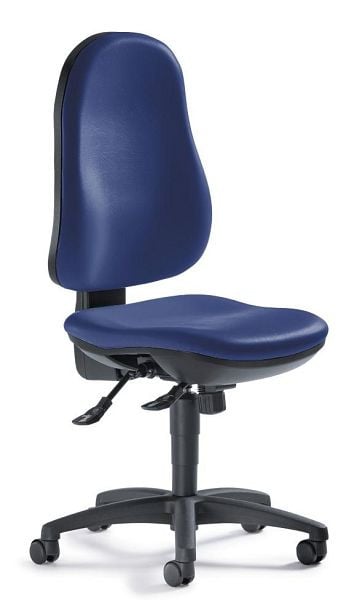 Deskin Bürodrehstuhl COMFORT S ohne Armlehnen, Fußkreuz Polyamid schwarz, Bezug Softex S, Farbe blau, 219740