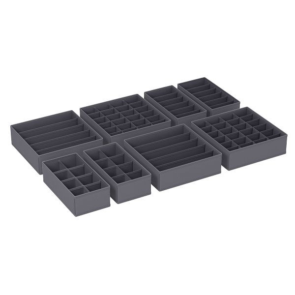 SONGMICS Unterwäscheschubladen-Organizer, faltbare Stoff-Aufbewahrungsboxen, Set von 8, grau, RUS08GY