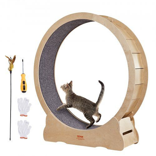 VEVOR Katzenlaufrad 1320x340x1415mm aus Birken-& Pappelsperrholz Geräuscharm Abnehmbare Innenmatte, MPBJ48INCH00Z0SK2V0