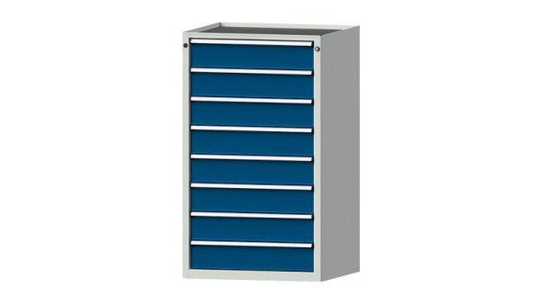 ANKE Werkbänke Schubladenschrank, Modell 4002 V, 760 x 675 x 1280 mm, RAL 7035/5010, Wanne, 611.102