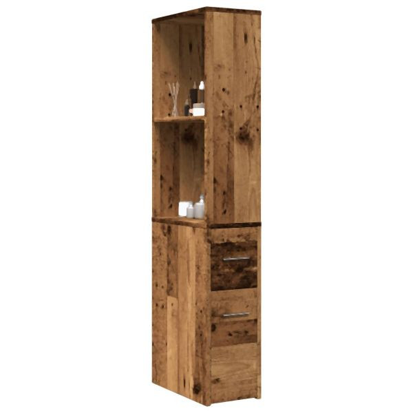 vidaXL Badschrank Schmal mit Rollen Altholz-Optik Holzwerkstoff, 855302