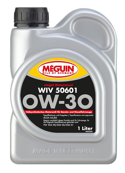 Meguin megol Motorenöl WIV 50601 SAE 0W-30 (vollsynthetisch), Kanister Kunststoff, VE: 1 Liter, 6323