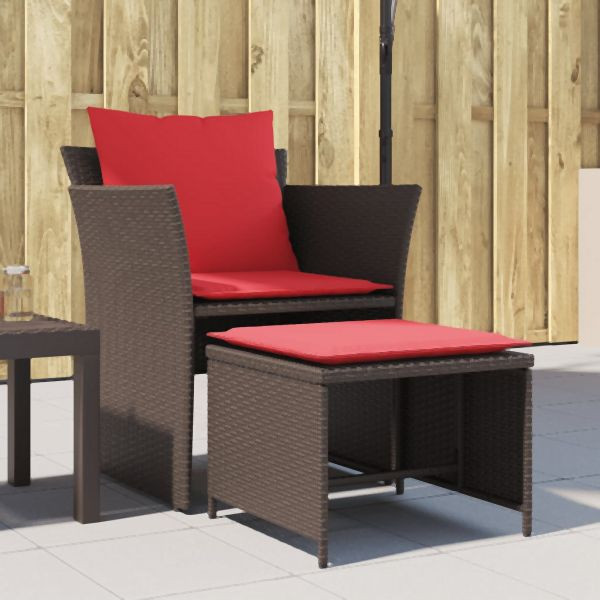 vidaXL Gartenstuhl mit Fußhocker Braun Poly Rattan, 368622