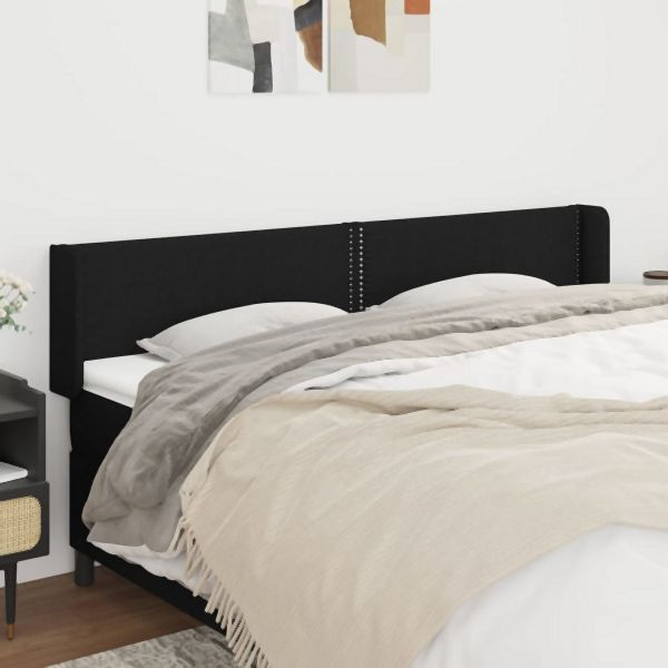 vidaXL Kopfteil mit Ohren Schwarz 203x16x78/88 cm Stoff, 3118652