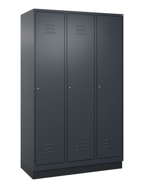 C+P Umkleidespind Classic PLUS, Sockel, 3 Abteile, 1950x1200x500mm, 7016/7016, Zylinderschlösser, 080020-32 S10027