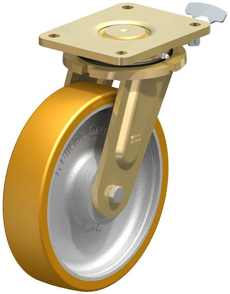 Blickle LS-GTH 250K-RI4 Stahlgeschweißte Schwerlast-Lenkrolle, schwere Drehkranz-Ausführung, Blickle Extrathane®, Hellbraun, 392530