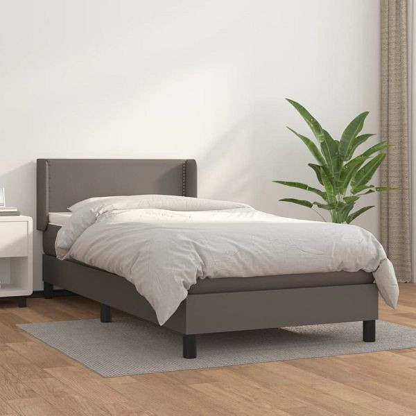 vidaXL Boxspringbett mit Matratze Grau 80x200 cm Kunstleder, 3130689