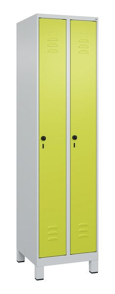 C+P Umkleidespind Classic PLUS, Füße, 2 Abteile, 1950x500x500mm, 7035/0024, Drehriegel, 080010-29 S10010