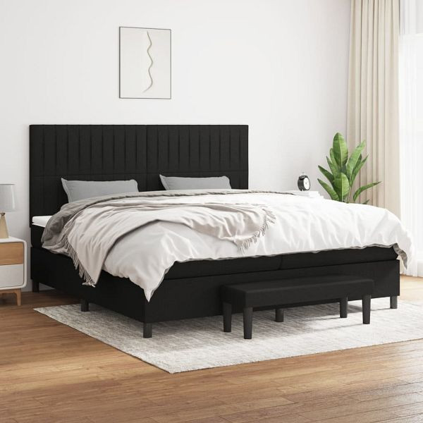 vidaXL Boxspringbett mit Matratze Schwarz 200x200 cm Stoff, 3136783