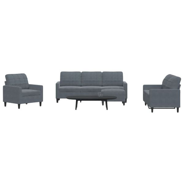 vidaXL 4-tlg. Sofagarnitur mit Kissen Dunkelgrau Samt, 3278362