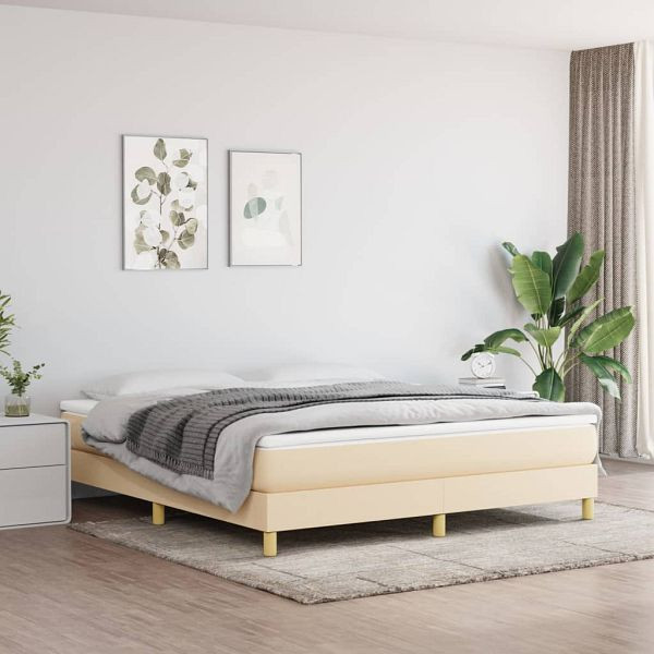 vidaXL Boxspringbett mit Matratze Creme 180x200 cm Stoff, 3144196