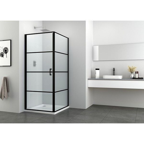 Sanotechnik Schwenktür Schwarz - Matt, 78,5x79,5x195 cm, S80B