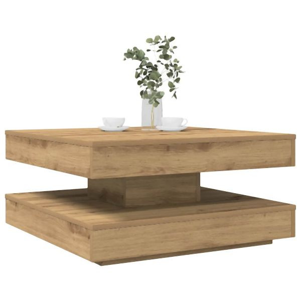 vidaXL Couchtisch 360-Grad Drehbar Artisan-Eiche 70x70x34,5 cm, 858487