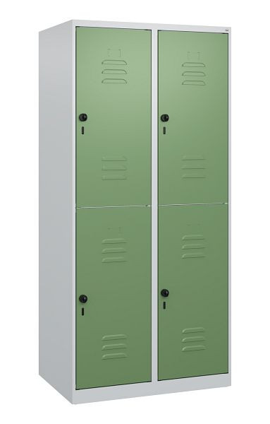 C+P Doppelstöckiger Spind Classic PLUS, 2 Abteile, 1700x800x500mm, 7035/6011, Drehriegel, 0803007-22 S10006