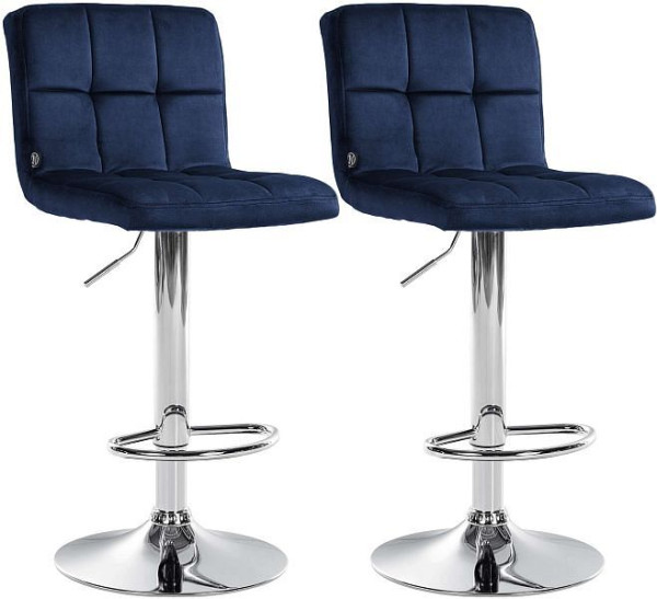 CLP Barhocker Peru Samt chrom, blau, VE: 2 Stück, 324936