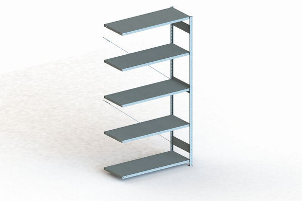 Meta Steckregal Meta CLIP 150 S3 Anbaufeld, Höhe: 2500mm, Länge: 1300mm, Tiefe: 500mm, Bodenanzahl: 5, verzinkt, 9900004464