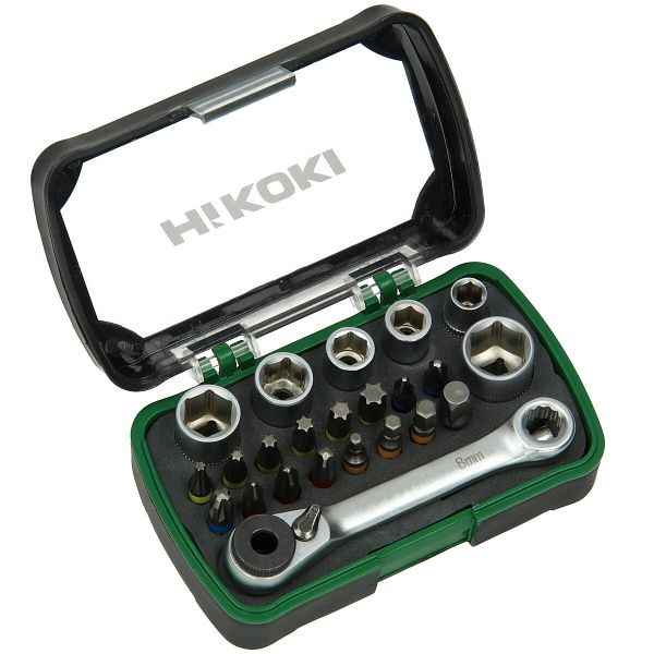 HiKOKI Bit- und Stecknuss-Set 1/4", 24-teilig, inkl. Ratsche, 750362