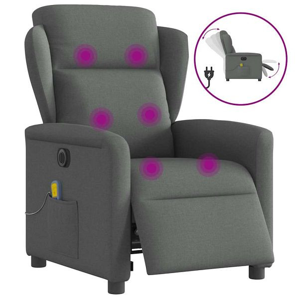 vidaXL Massagesessel Elektrisch Dunkelgrau Stoff, 3303125