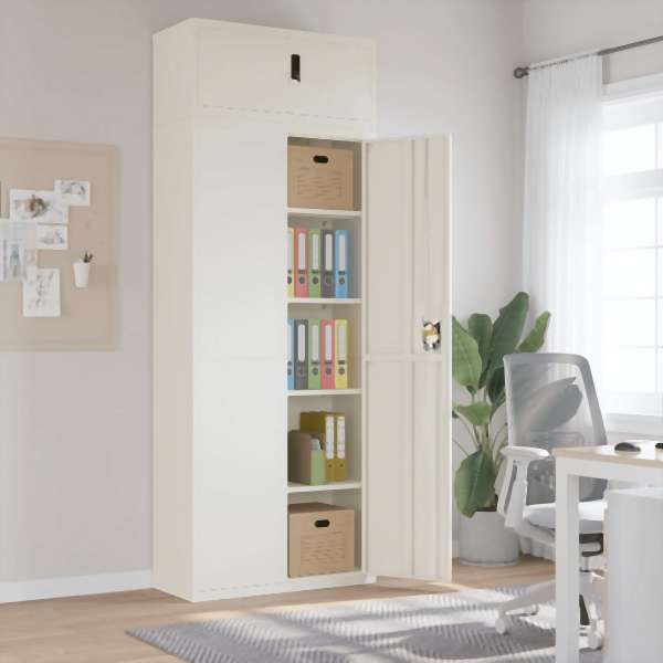 vidaXL Aktenschrank Weiß 90x40x240 cm Stahl, 3188315, 8720845895631
